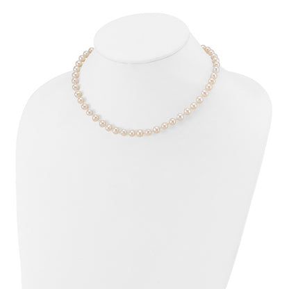 14K Yellow Gold 6 7mm White Semi Round Freshwater Cultured Pearl 14 Inch Necklace