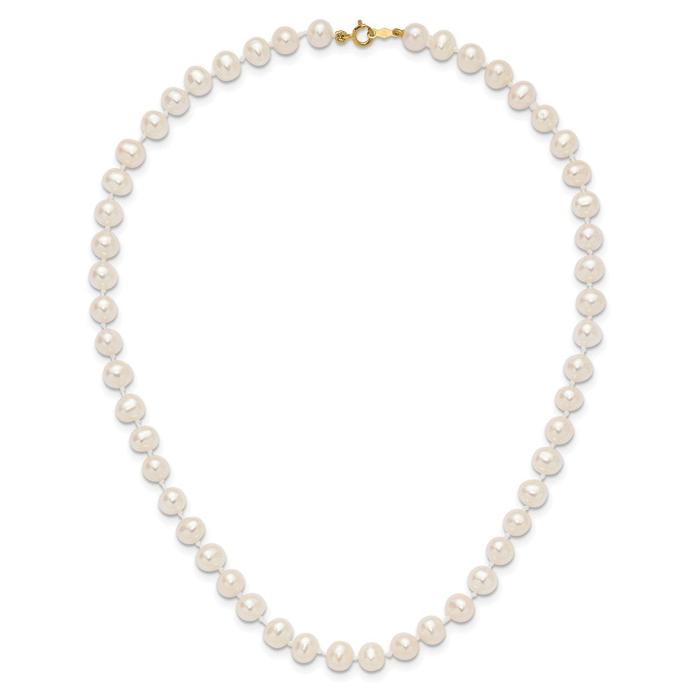 14K Yellow Gold 6 7mm White Semi Round Freshwater Cultured Pearl 14 Inch Necklace