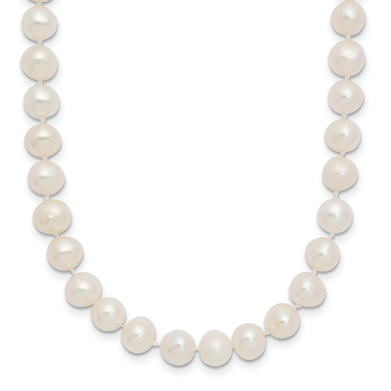 14K Yellow Gold 6 7mm White Semi Round Freshwater Cultured Pearl 16 Inch Necklace