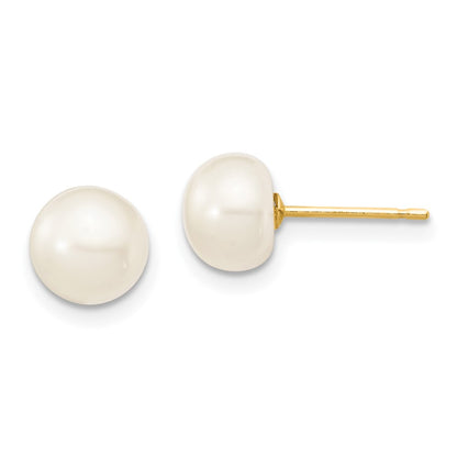 14K Yellow Gold 6-7mm Freshwater Cultured Pearl 7.25 w/1 Ext Brace 18 w/2 Ext Neck Earring Set