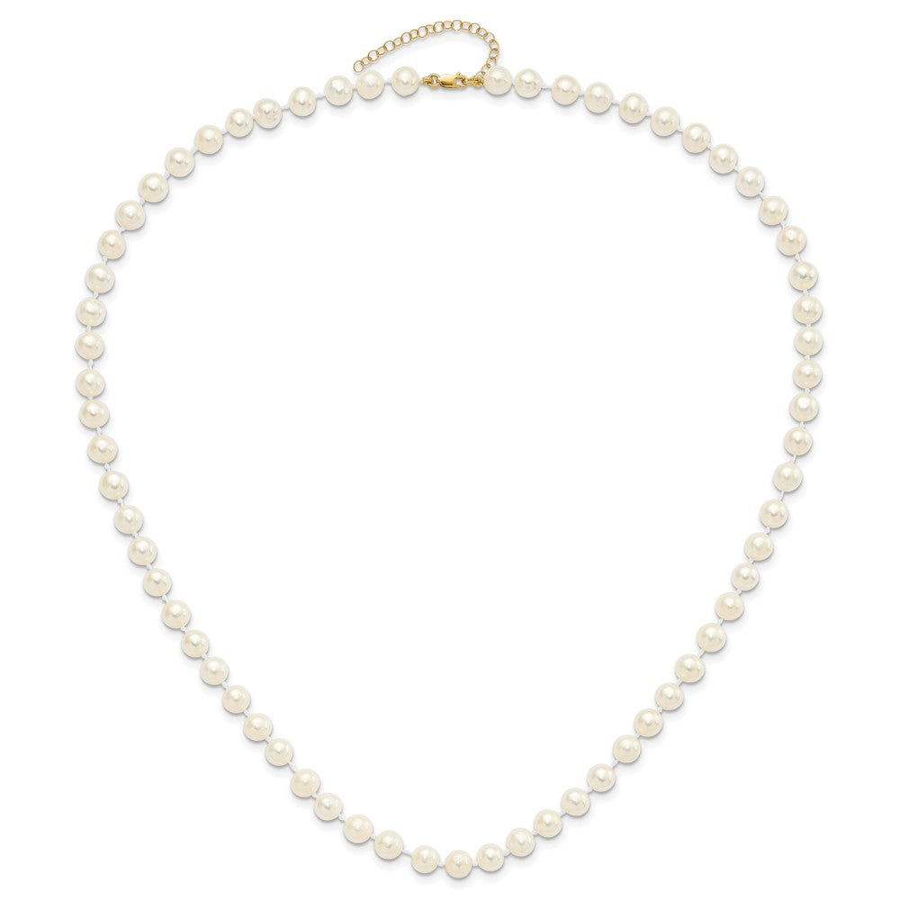 14K Yellow Gold 6-7mm Freshwater Cultured Pearl 7.25 w/1 Ext Brace 18 w/2 Ext Neck Earring Set