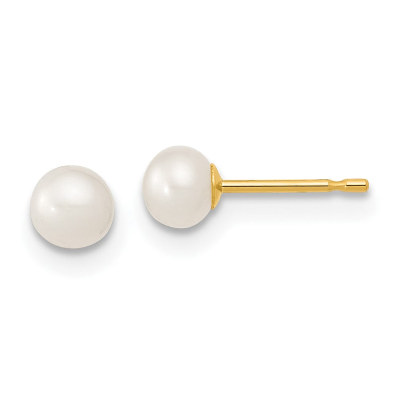 14K Yellow Gold 4-5mm Freshwater Cultured Pearl 5 w/1 Ext Bracelet 14 w/1 Ext Neck Earring Set