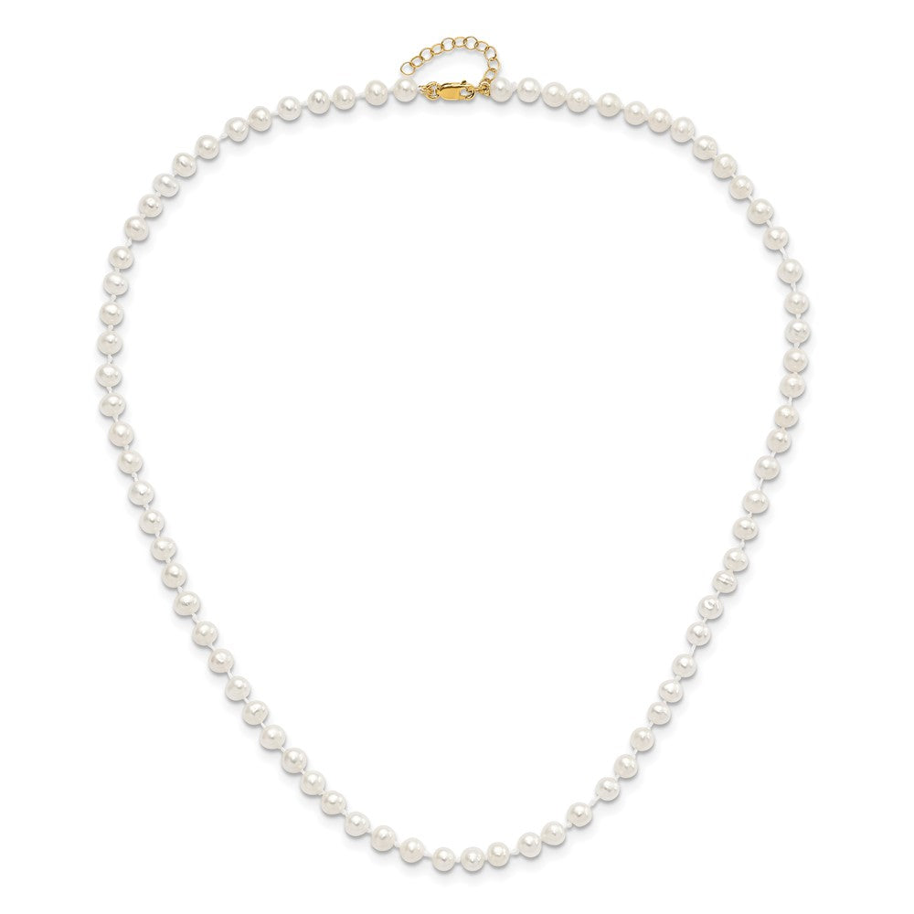 14K Yellow Gold 4-5mm Freshwater Cultured Pearl 5 w/1 Ext Bracelet 14 w/1 Ext Neck Earring Set