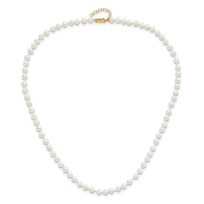 14K Yellow Gold 4-5mm Freshwater Cultured Pearl 5 w/1 Ext Bracelet 14 w/1 Ext Neck Earring Set