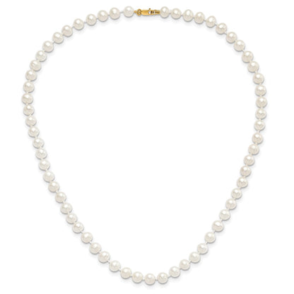 14K Yellow Gold 5-6mm Freshwater Cultured Pearl 5in Bracelet, 14in Necklace & Earring Set