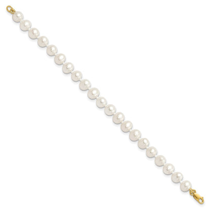 14K Yellow Gold 5-6mm Freshwater Cultured Pearl 5in Bracelet, 14in Necklace & Earring Set