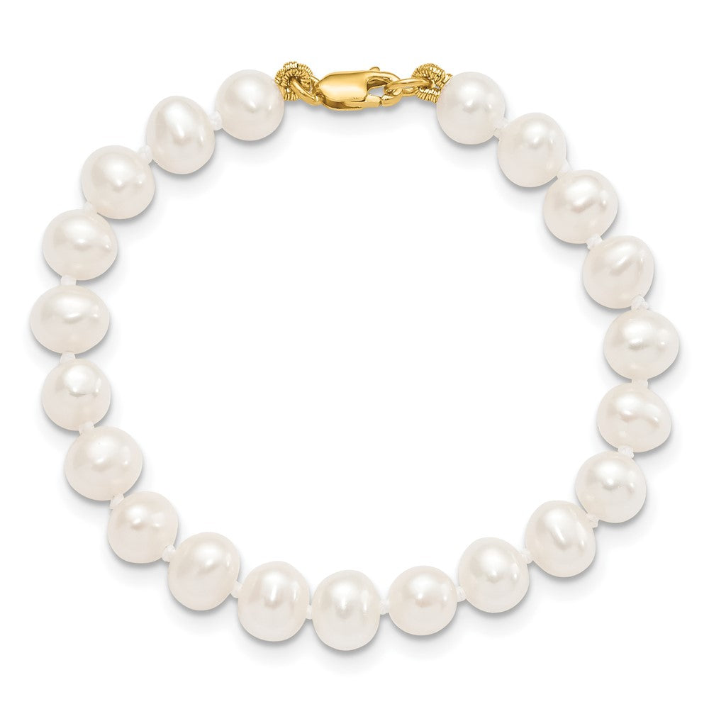 14K Yellow Gold 5-6mm Freshwater Cultured Pearl 5in Bracelet, 14in Necklace & Earring Set