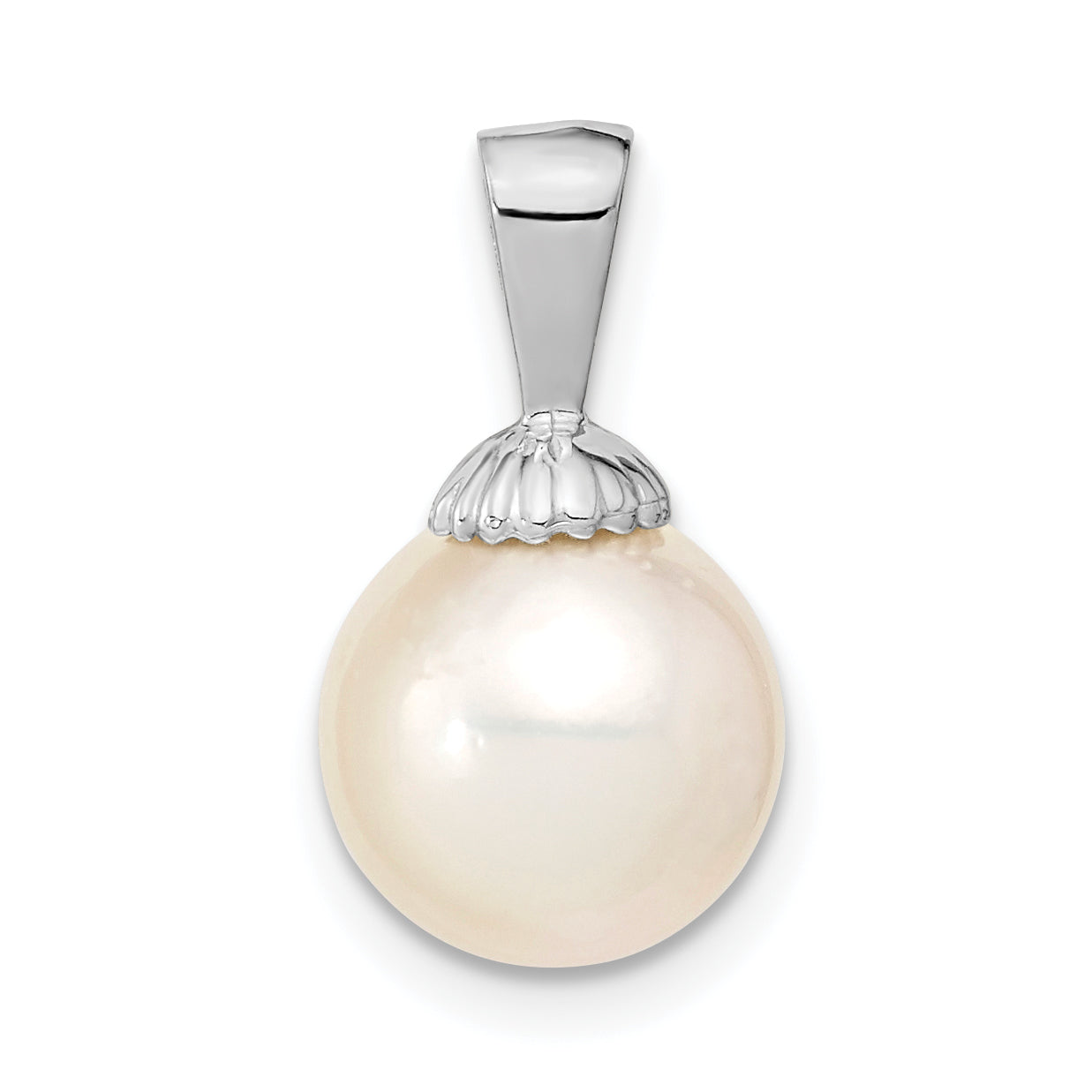 14k White Gold 14k White Gold 9-10mm Round White South Sea Saltwater Pearl Pendant