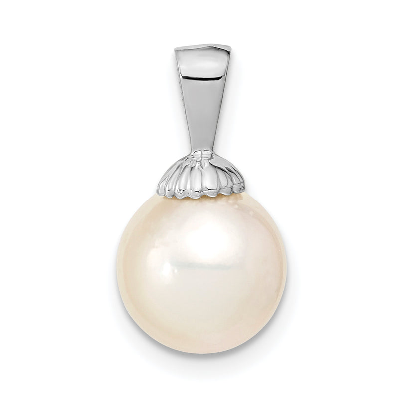 14k White Gold 14k White Gold 9-10mm Round White South Sea Saltwater Pearl Pendant