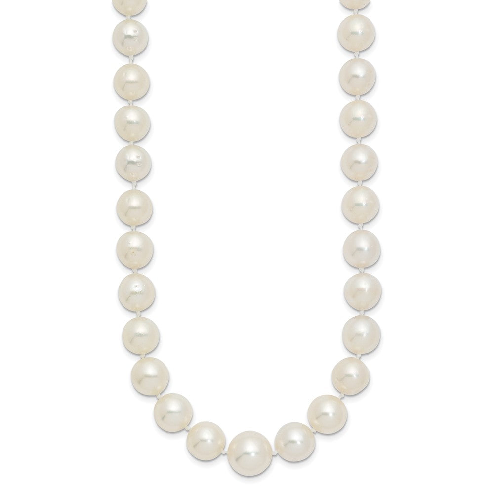 14K Yellow Gold 9.5 12mm White Round South Sea Saltwater Cultured Graduated Pearl 18 Inch Necklace