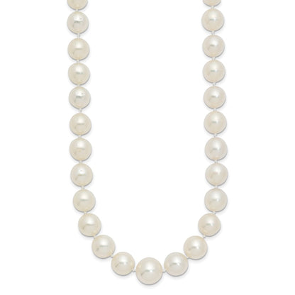 14K Yellow Gold 9.5 12mm White Round South Sea Saltwater Cultured Graduated Pearl 18 Inch Necklace