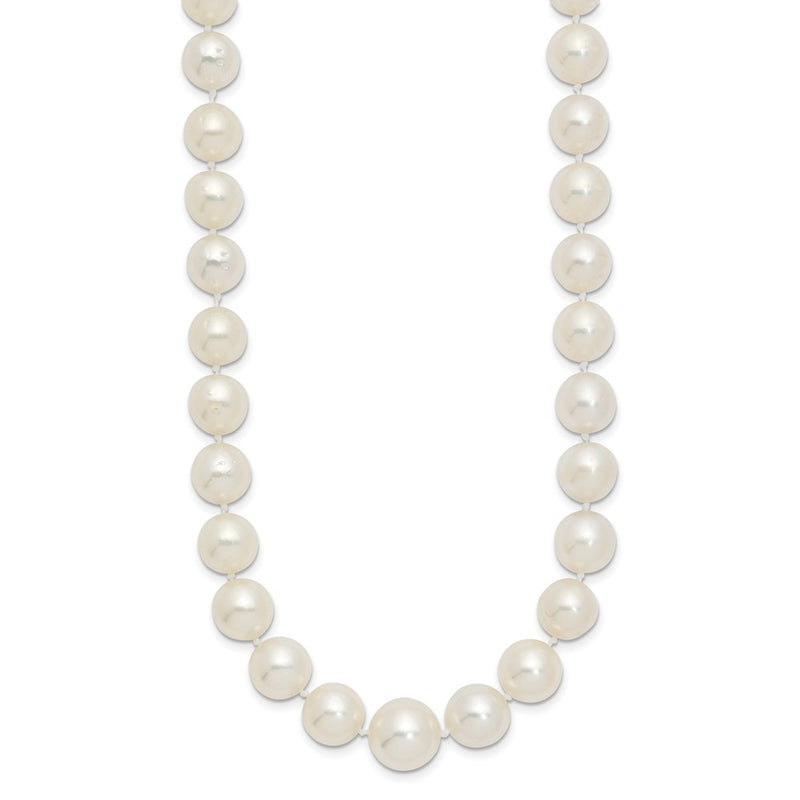 14K Yellow Gold 9.5 12mm White Round South Sea Saltwater Cultured Graduated Pearl 18 Inch Necklace