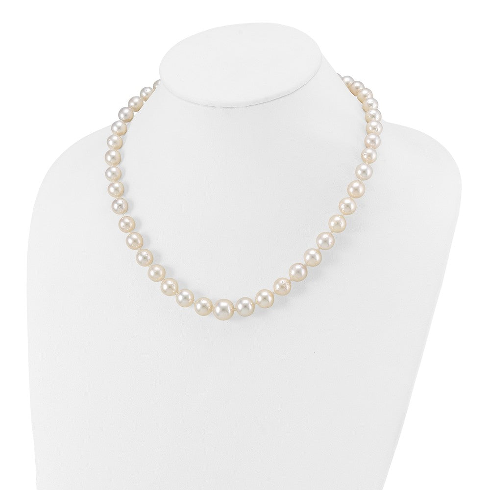 14K Yellow Gold 9.5 12mm White Round South Sea Saltwater Cultured Graduated Pearl 18 Inch Necklace