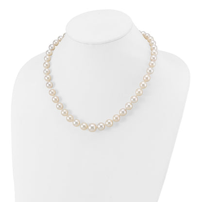 14K Yellow Gold 9.5 12mm White Round South Sea Saltwater Cultured Graduated Pearl 18 Inch Necklace