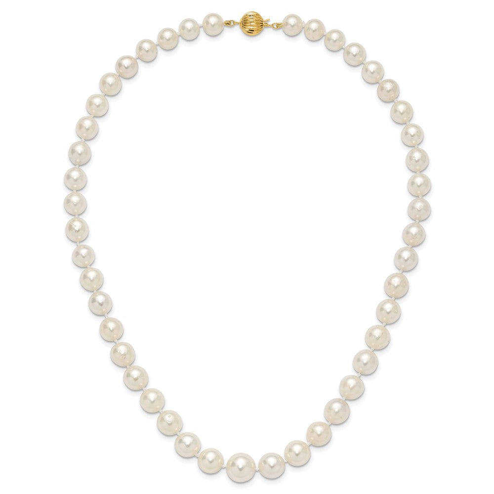 14K Yellow Gold 9.5 12mm White Round South Sea Saltwater Cultured Graduated Pearl 18 Inch Necklace