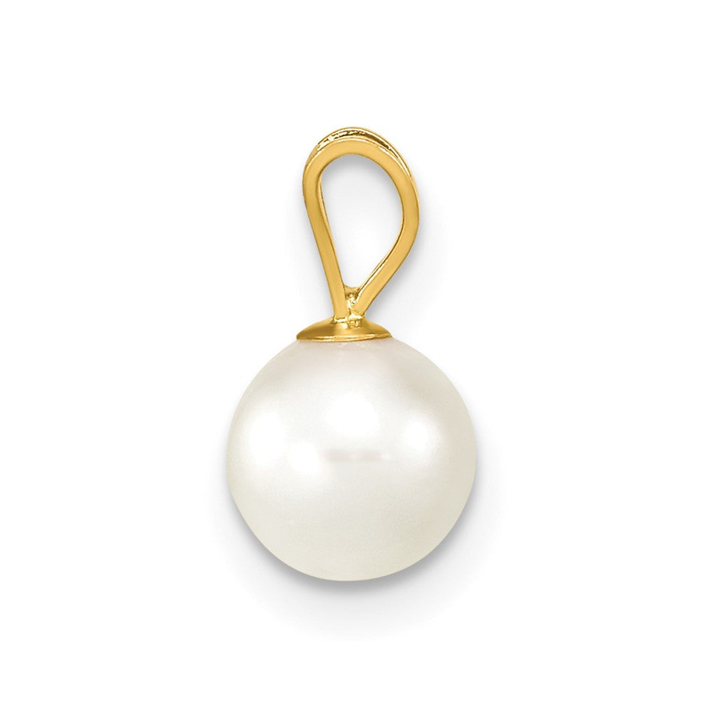 14k Yellow Gold 14k 6-7mm White Round Akoya Saltwater Cultured Pearl Pendant