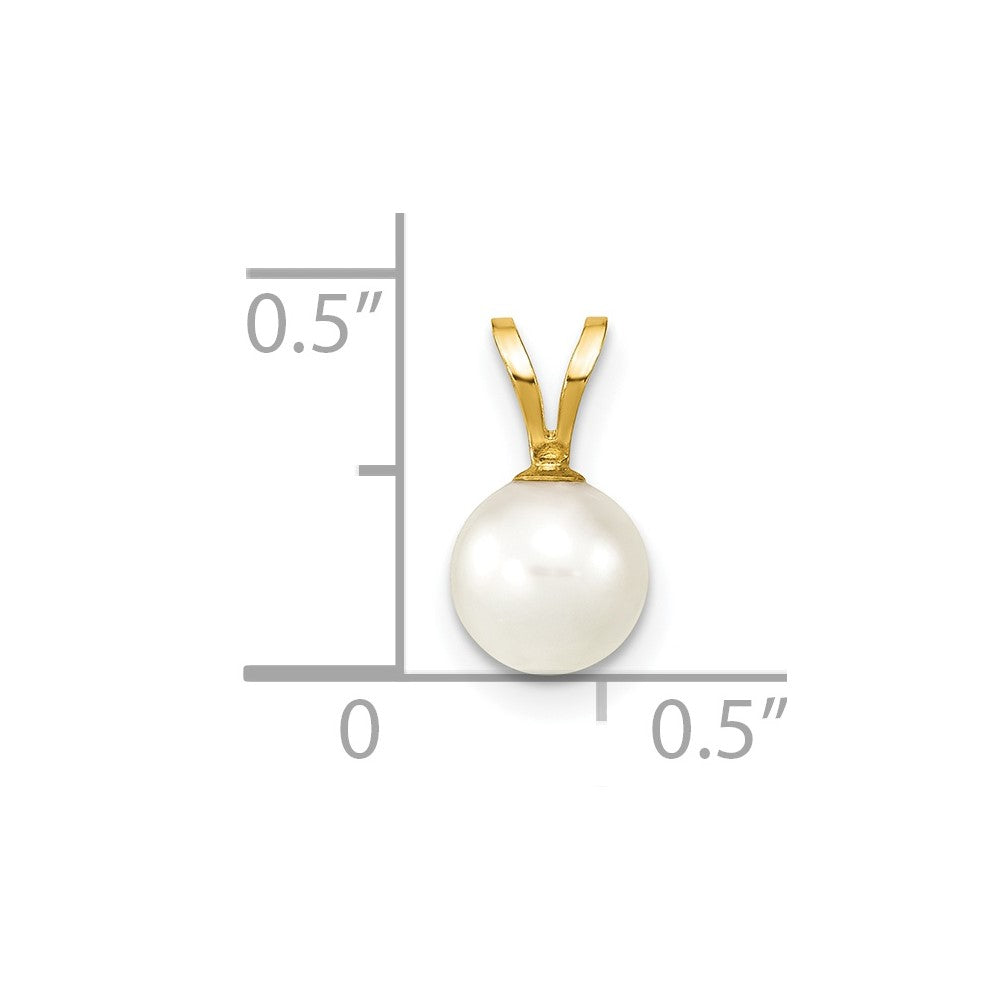 14k Yellow Gold 14k 6-7mm White Round Akoya Saltwater Cultured Pearl Pendant