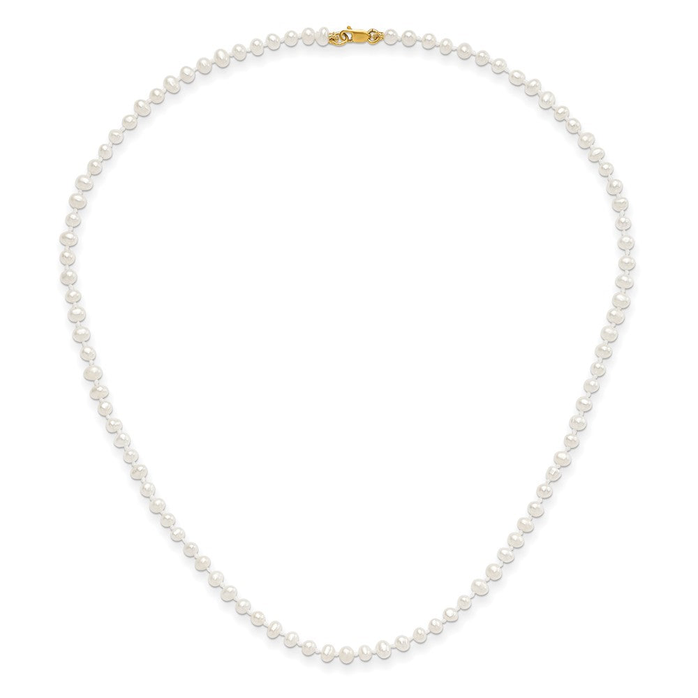 14K Yellow Gold 3-4mm Freshwater Cultured Pearl 14in Necklace, 5in. Bracelet & Earring Set