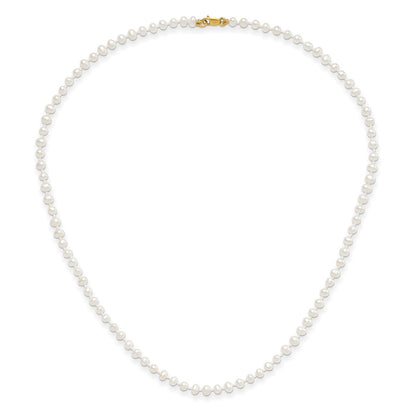 14K Yellow Gold 3-4mm Freshwater Cultured Pearl 14in Necklace, 5in. Bracelet & Earring Set