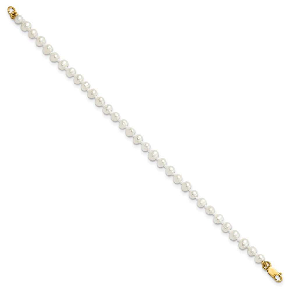 14K Yellow Gold 3-4mm Freshwater Cultured Pearl 14in Necklace, 5in. Bracelet & Earring Set