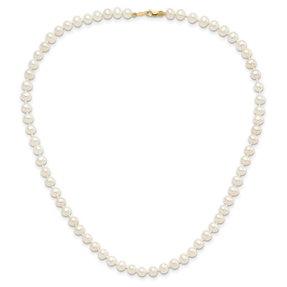 14K Yellow Gold 4-5mm Freshwater Cultured Pearl, 14in Necklace, 5" Bracelet & Earring Set