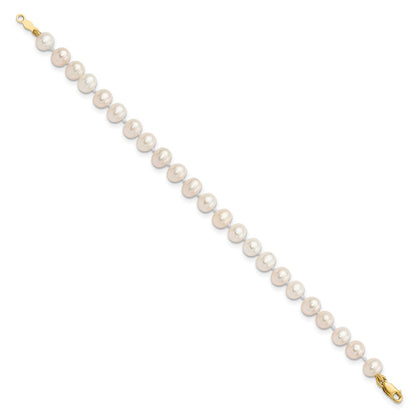 14K Yellow Gold 4-5mm Freshwater Cultured Pearl, 14in Necklace, 5" Bracelet & Earring Set