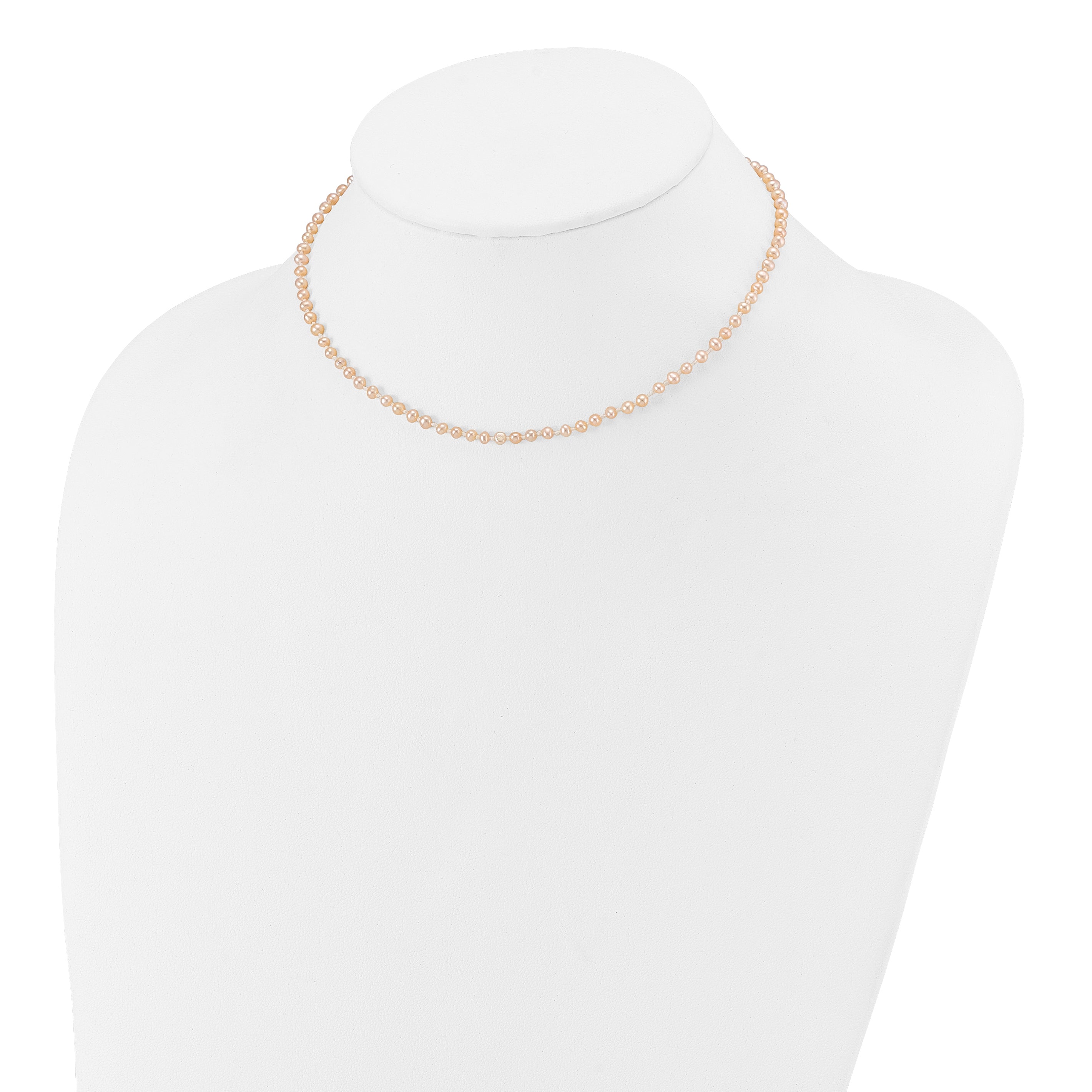 14K Yellow Gold 3 4mm Pink Near Round Freshwater Cultured Pearl Necklace