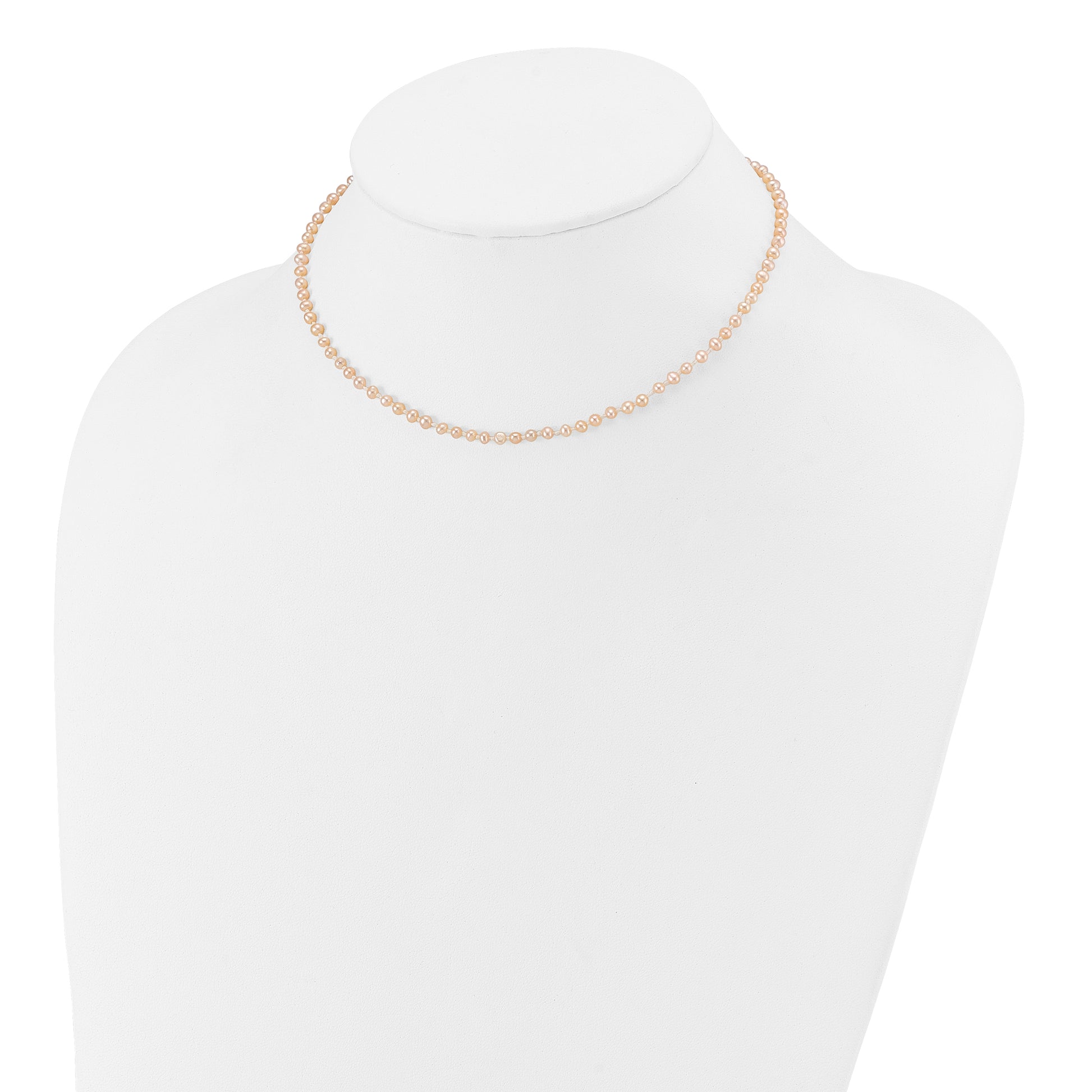14K Yellow Gold 3 4mm Pink Near Round Freshwater Cultured Pearl Necklace