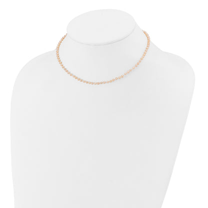 14K Yellow Gold 3 4mm Pink Near Round Freshwater Cultured Pearl Necklace
