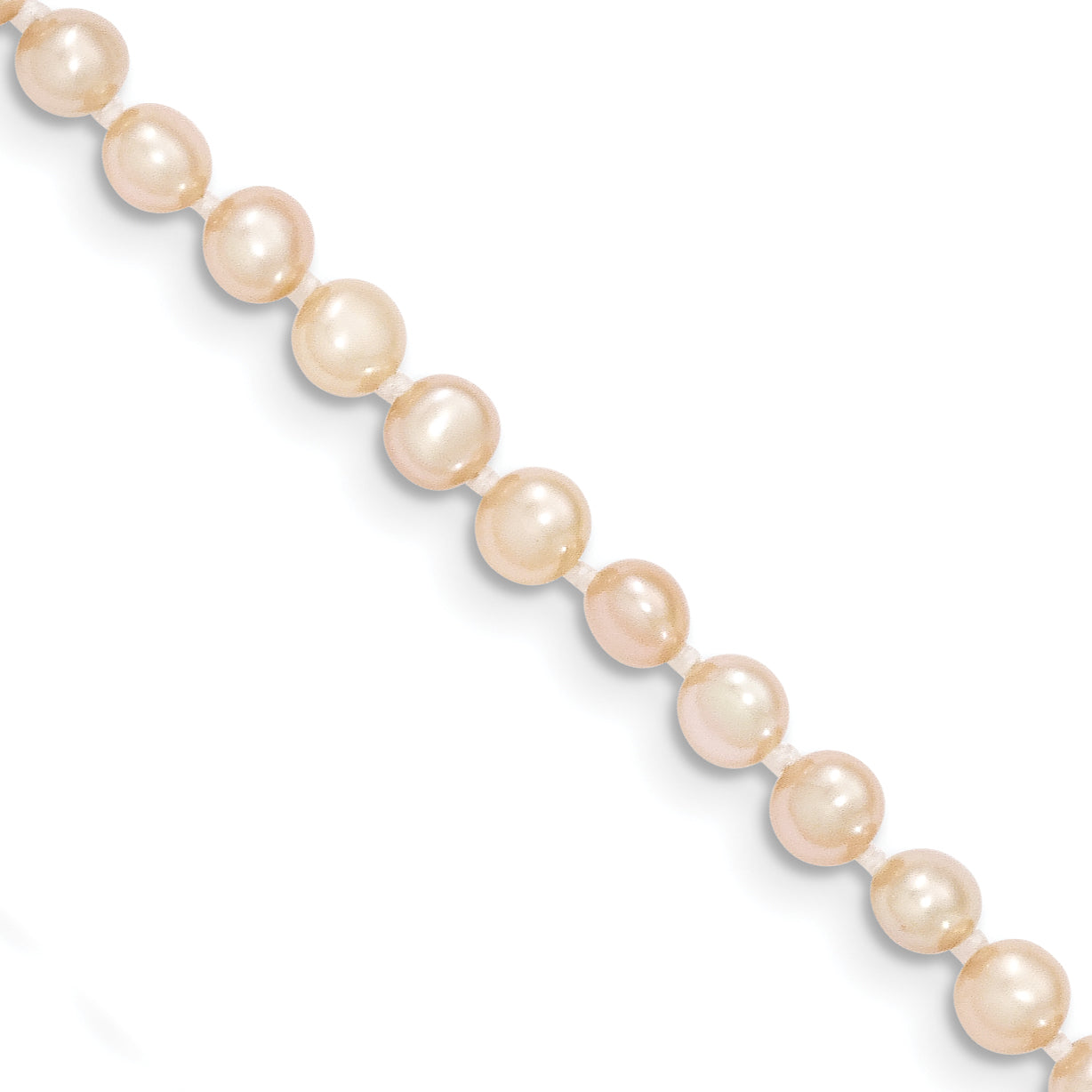 14K Yellow Gold 3 4mm Pink Near Round Freshwater Cultured Pearl Necklace