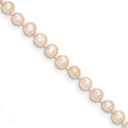 14K Yellow Gold 3 4mm Pink Near Round Freshwater Cultured Pearl Necklace