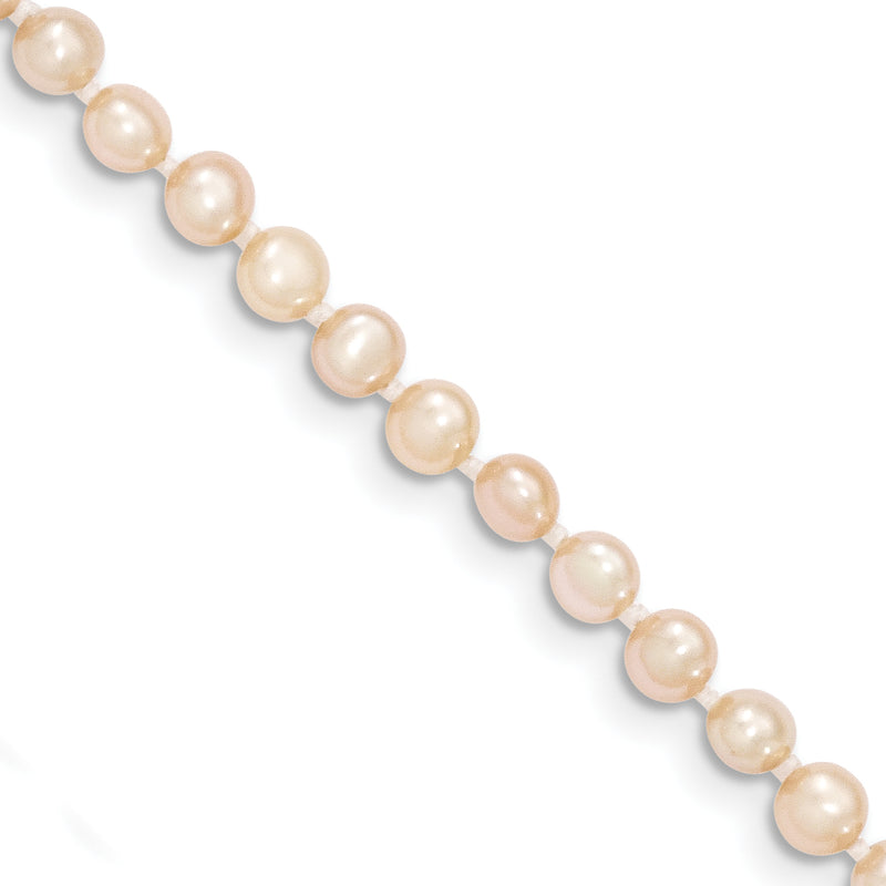 14K Yellow Gold 3 4mm Pink Near Round Freshwater Cultured Pearl Necklace