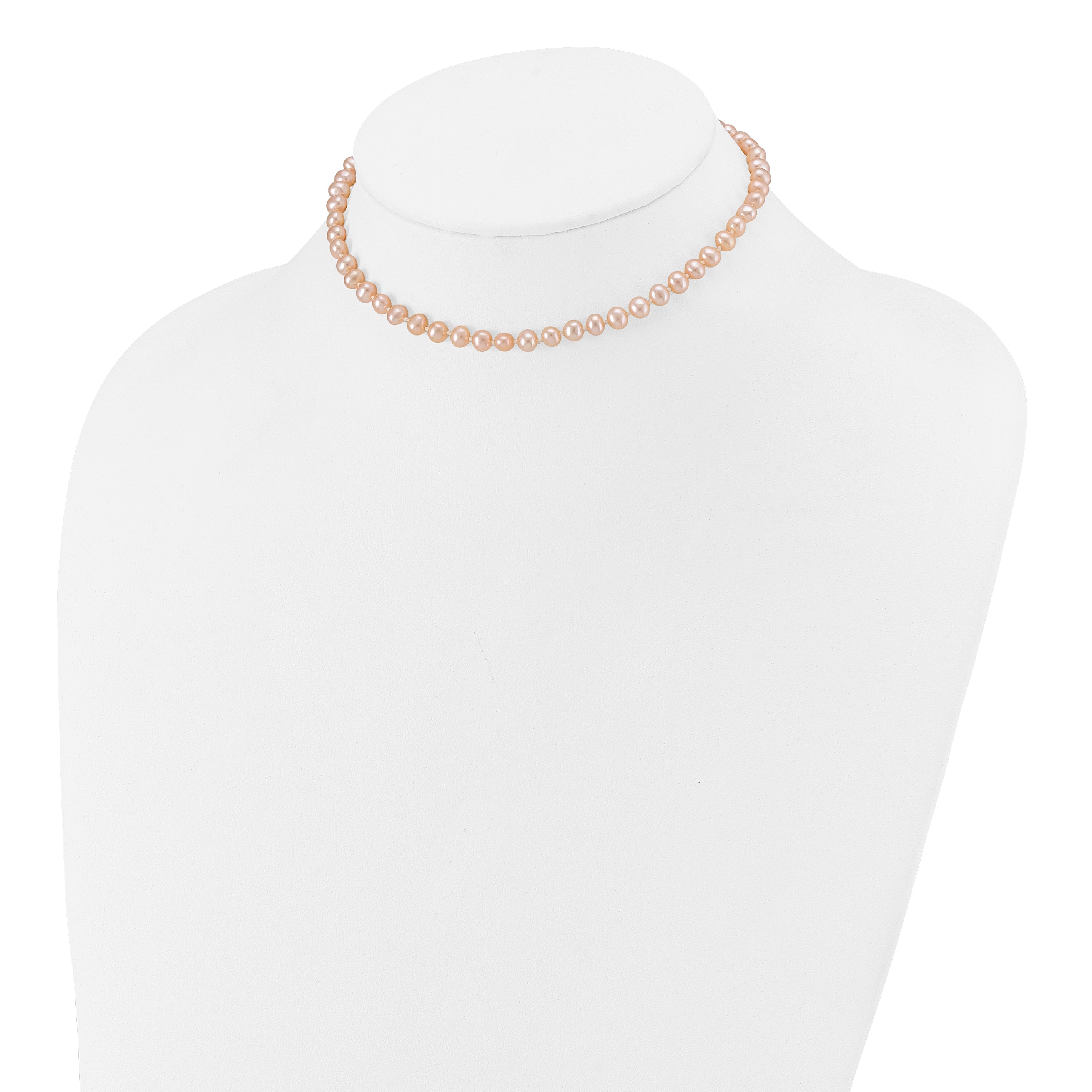 14K Yellow Gold 4 5mm Pink Near Round Freshwater Cultured Pearl Bracelet