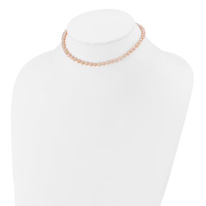 14K Yellow Gold 4 5mm Pink Near Round Freshwater Cultured Pearl Bracelet