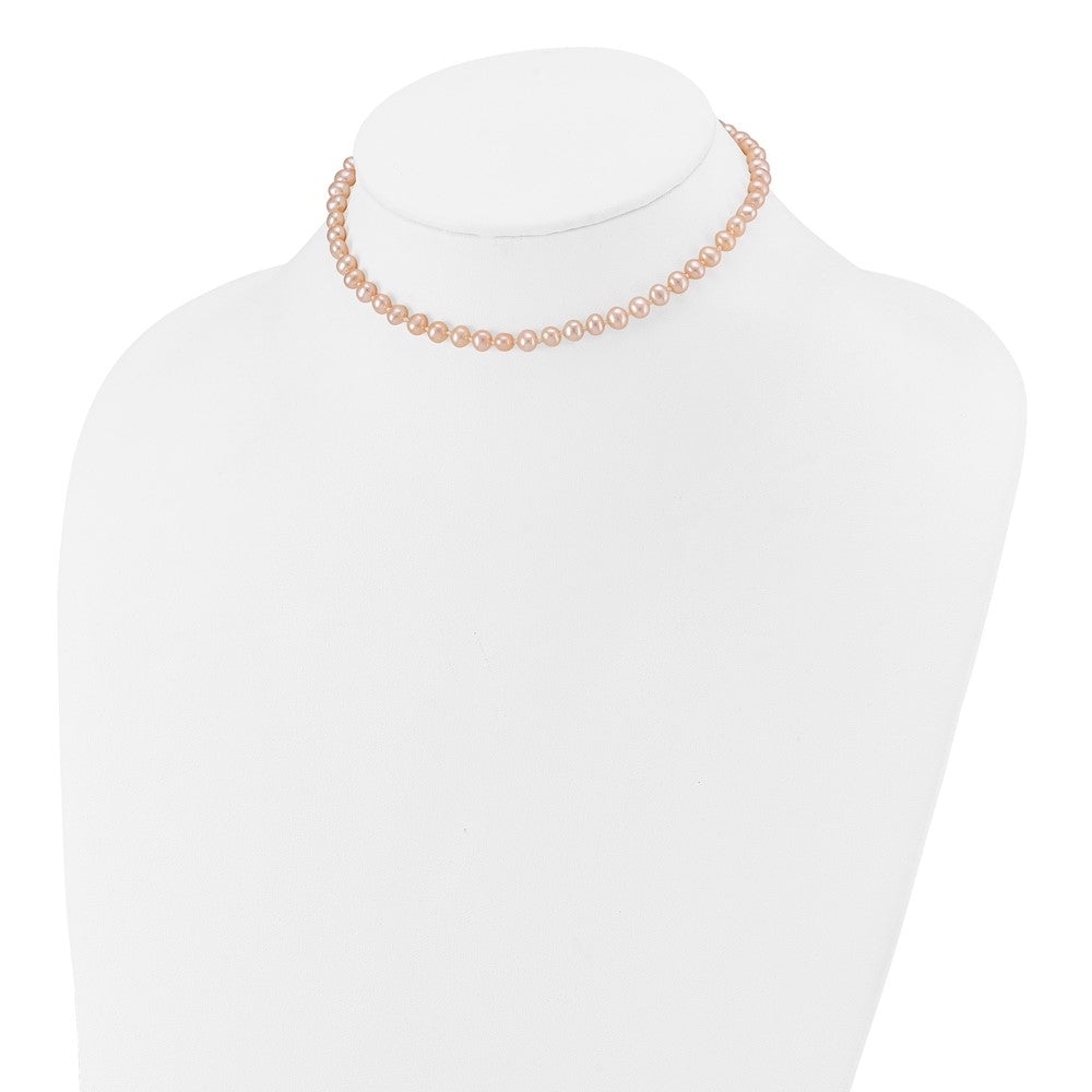 14K Yellow Gold 4 5mm Pink Near Round Freshwater Cultured Pearl Necklace