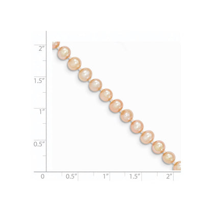 14K Yellow Gold 4 5mm Pink Near Round Freshwater Cultured Pearl Necklace