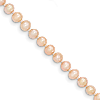 14K Yellow Gold 4 5mm Pink Near Round Freshwater Cultured Pearl Necklace
