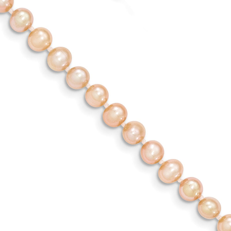 14K Yellow Gold 4 5mm Pink Near Round Freshwater Cultured Pearl Necklace