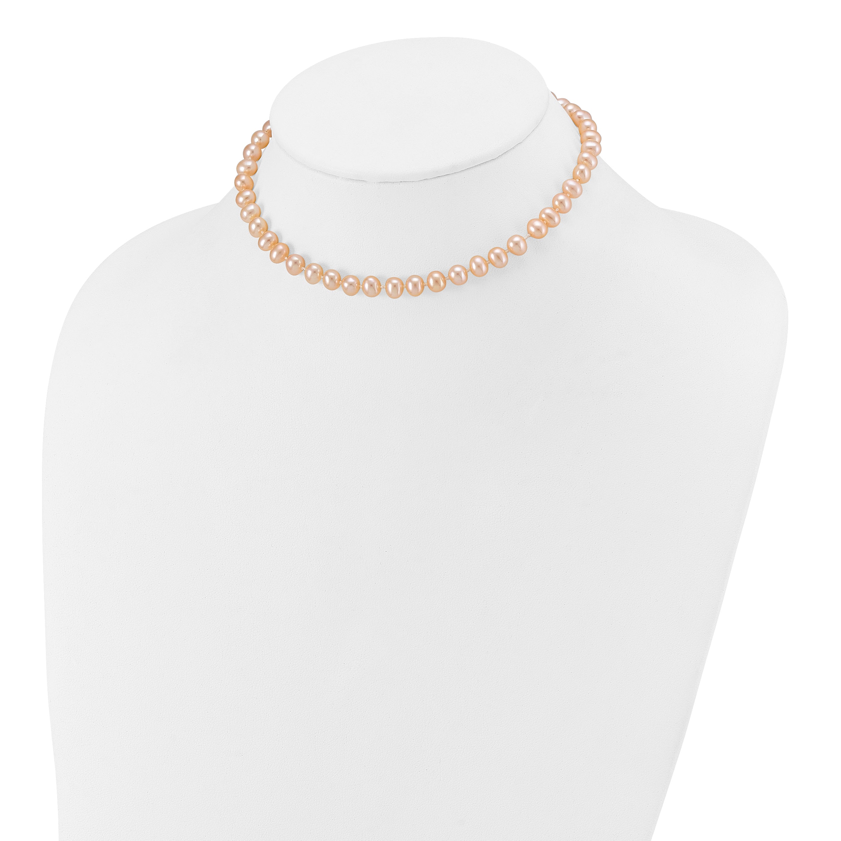 14K Yellow Gold 5 6mm Pink Near Round Freshwater Cultured Pearl Bracelet