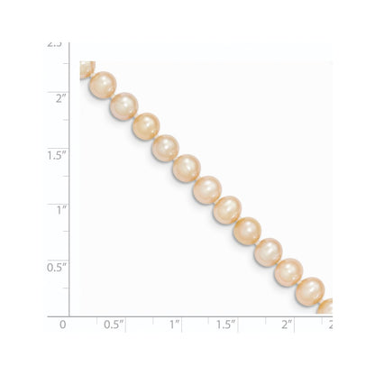 14K Yellow Gold 5 6mm Pink Near Round Freshwater Cultured Pearl Bracelet