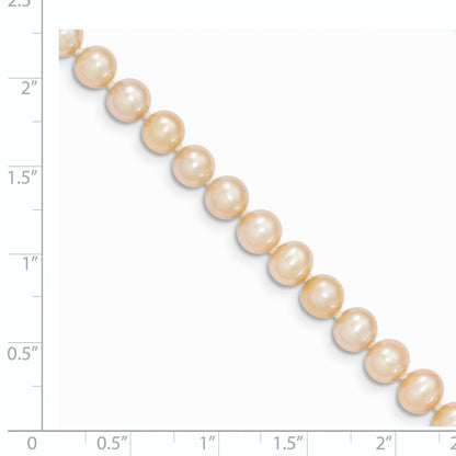 14K Yellow Gold 5 6mm Pink Near Round Freshwater Cultured Pearl Bracelet