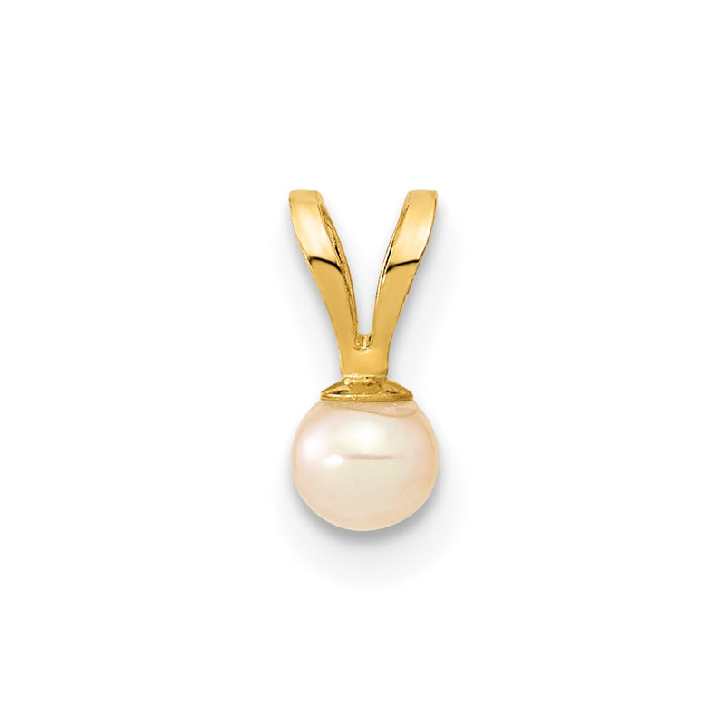 14K Yellow Gold 3 4mm Pink Round Freshwater Cultured Pearl Pendant
