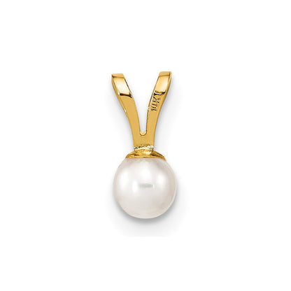 14k Yellow Gold 14k Gold 3-4mm White Round Freshwater Cultured Pearl Pendant