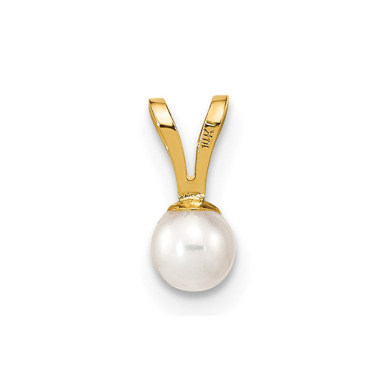 14k Yellow Gold 14k Gold 3-4mm White Round Freshwater Cultured Pearl Pendant