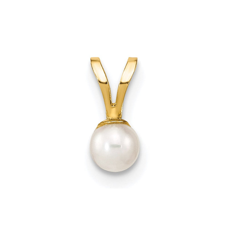 14k Yellow Gold 14k Gold 3-4mm White Round Freshwater Cultured Pearl Pendant