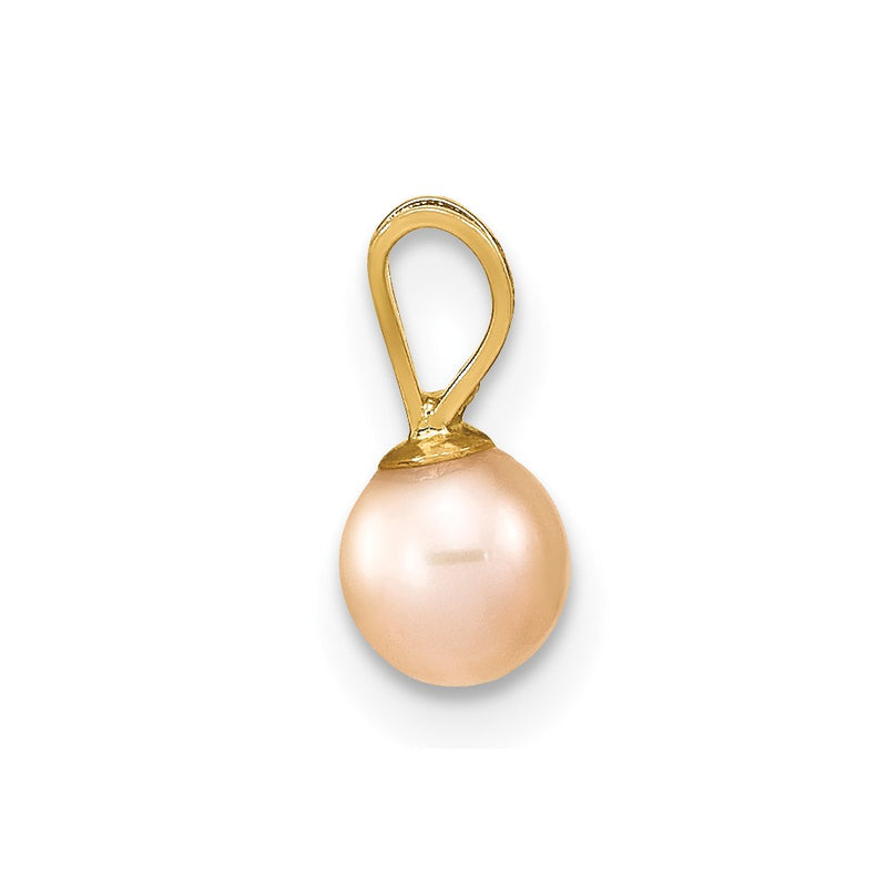 14k Yellow Gold 14k Gold 4-5mm Pink Round Freshwater Cultured Pearl Pendant