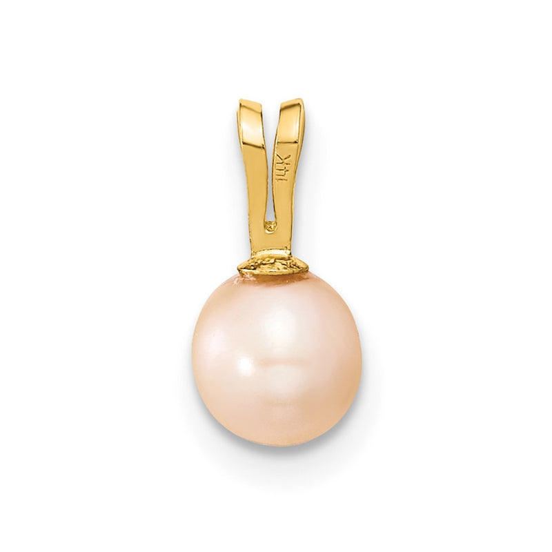 14k Yellow Gold 14k Gold 5-6mm Pink Round Pink Freshwater Cultured Pearl Pendant
