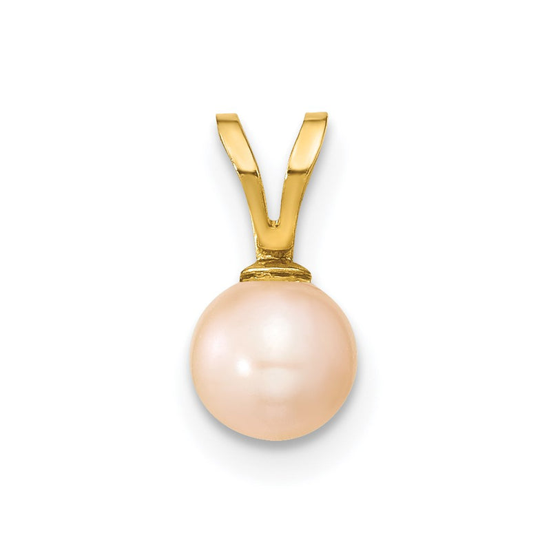 14k Yellow Gold 14k Gold 5-6mm Pink Round Pink Freshwater Cultured Pearl Pendant