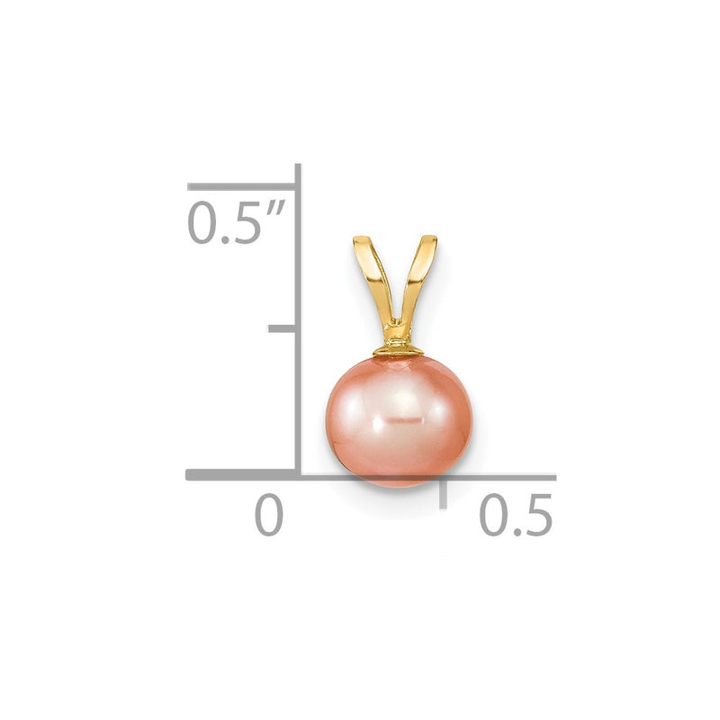 14k Yellow Gold 14k Gold 6-7mm Pink Round Freshwater Cultured Pearl Pendant