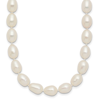 14K Yellow Gold 7 8mm White Rice Freshwater Cultured Pearl 18 Inch Necklace
